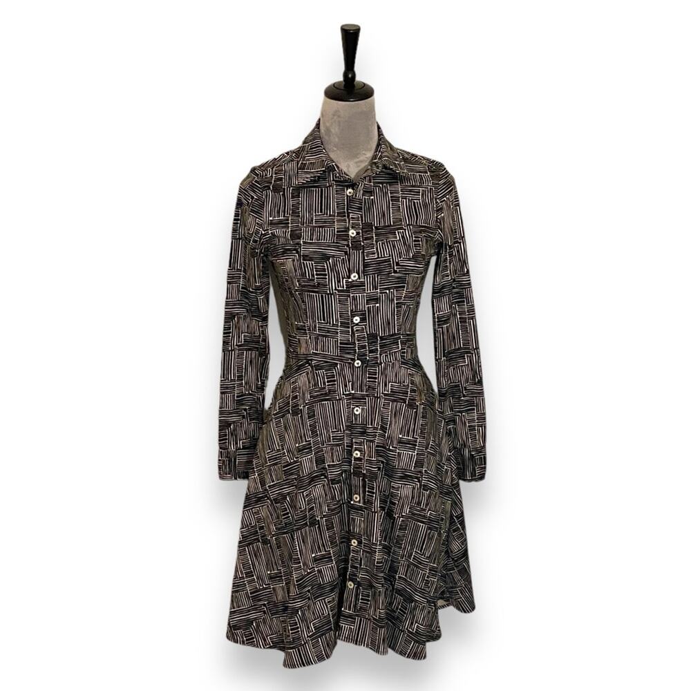 SERENA & LILY Geometric Shirt Dress Size 2 - Picture 2 of 4